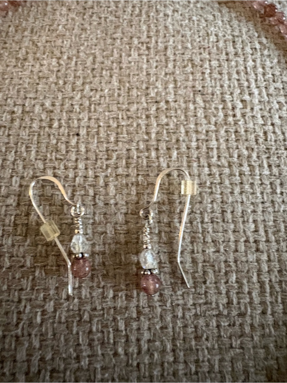 Pink and Clear Bead Dangle Earrings